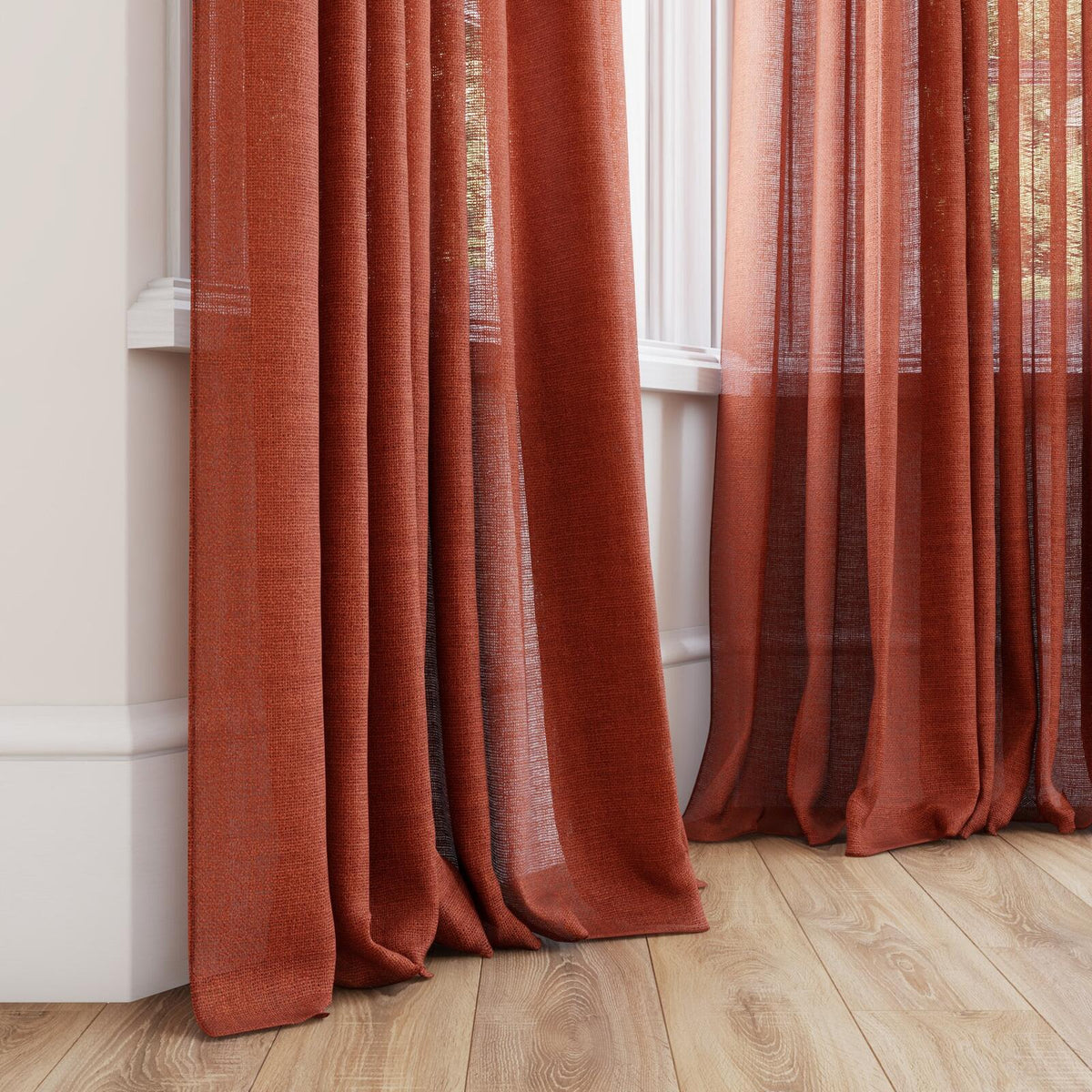 FR-One Statement Tangerine fire retardant curtain fabric, view 4