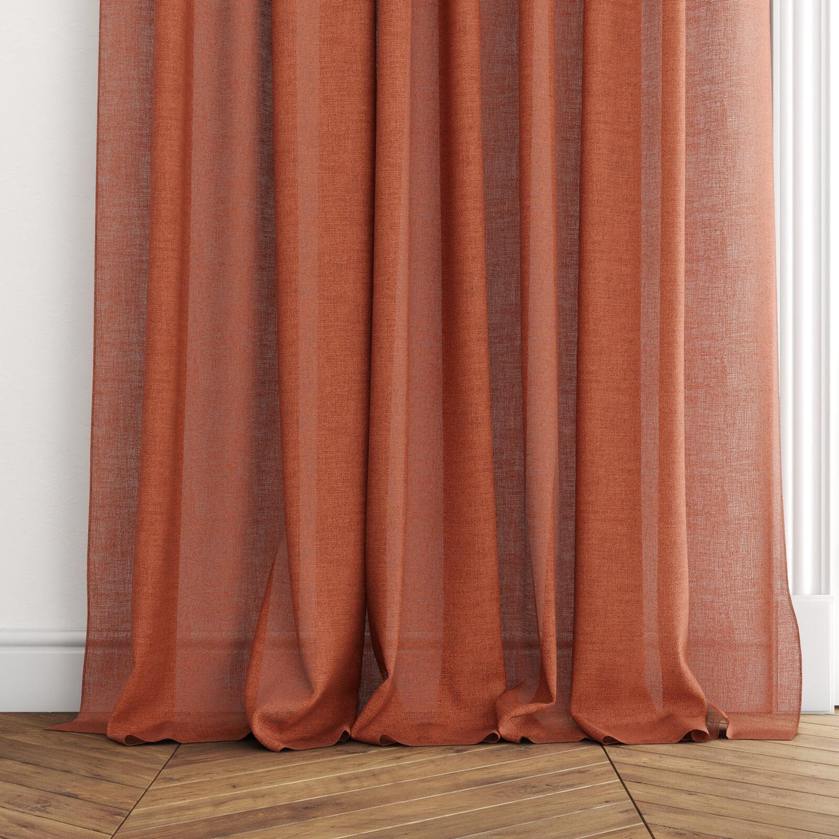 FR-One Statement Tangerine fire retardant curtain fabric, view 5