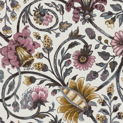 Mallion & Knowles Baroda Pink/Cream Fire Retardant Curtains texture detail