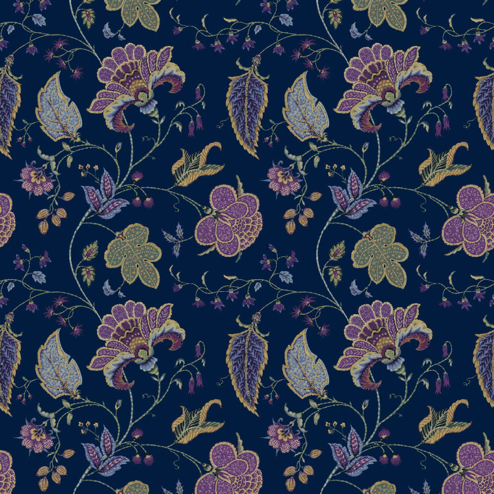 Mallion & Knowles Varanasi Navy Fire Retardant Curtains