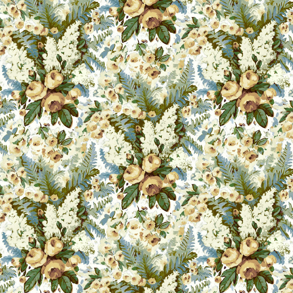 Mallion & Knowles Rose Bower Lemon Fire Retardant Curtains