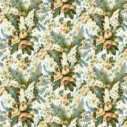 Mallion & Knowles Rose Bower Lemon Fire Retardant Curtains