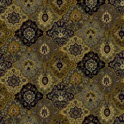 Mallion & Knowles Kashmir Charcoal/Gold Fire Retardant Curtains