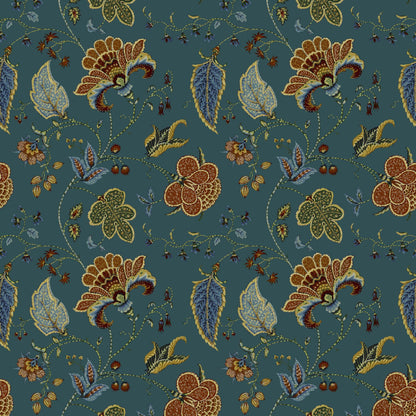 Mallion & Knowles Varanasi Teal Fire Retardant Curtains