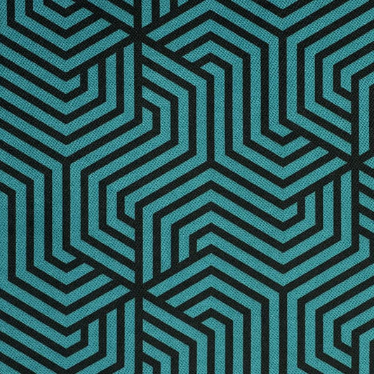Maze 151 Teal fire retardant curtain fabric