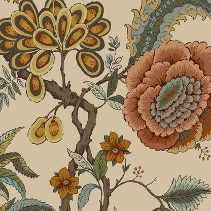 Mallion & Knowles Pompadour Apricot Fire Retardant Curtains texture detail
