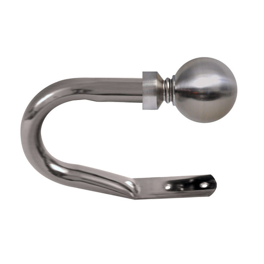 Metal Curtain Holdback - 28mm Ball finial - Brushed Nickel