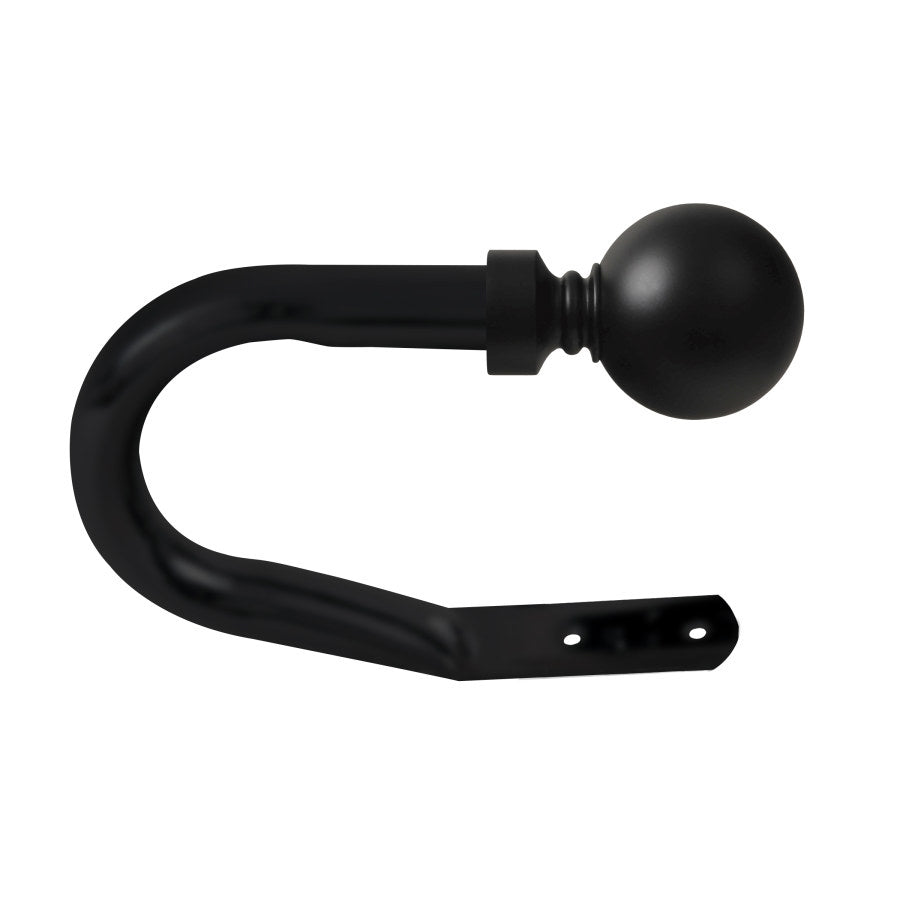 Metal Curtain Holdback - 28mm Ball finial - Matt Black