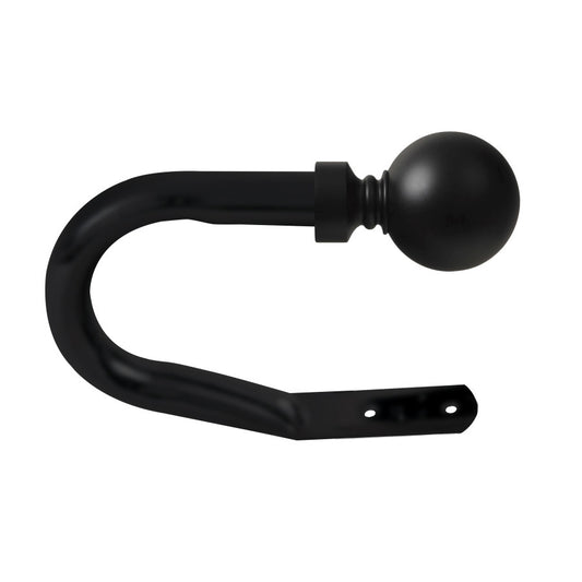Metal Curtain Holdback - 28mm Ball finial - Matt Black