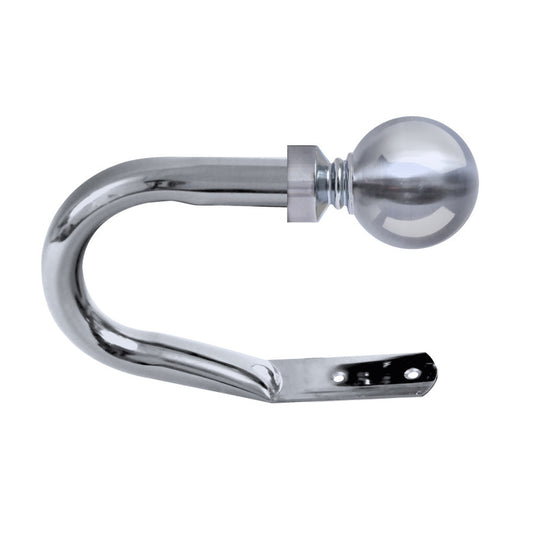 Metal Curtain Holdback - 28mm Ball finial - Polished Silver