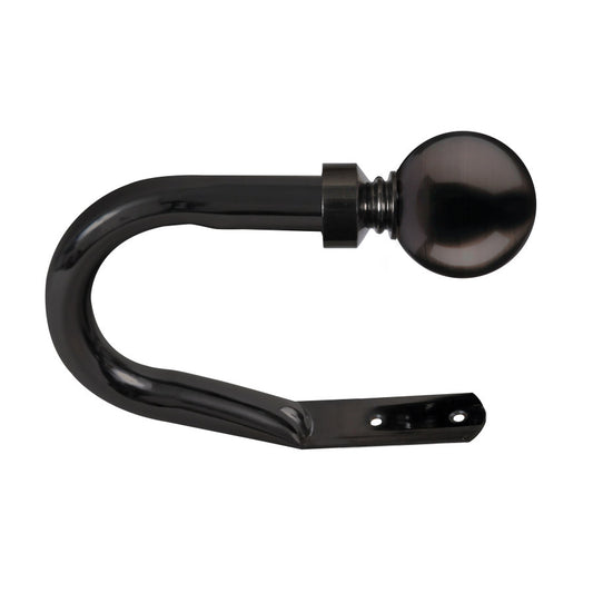 Metal Curtain Holdback - 28mm Ball finial - Black Nickel