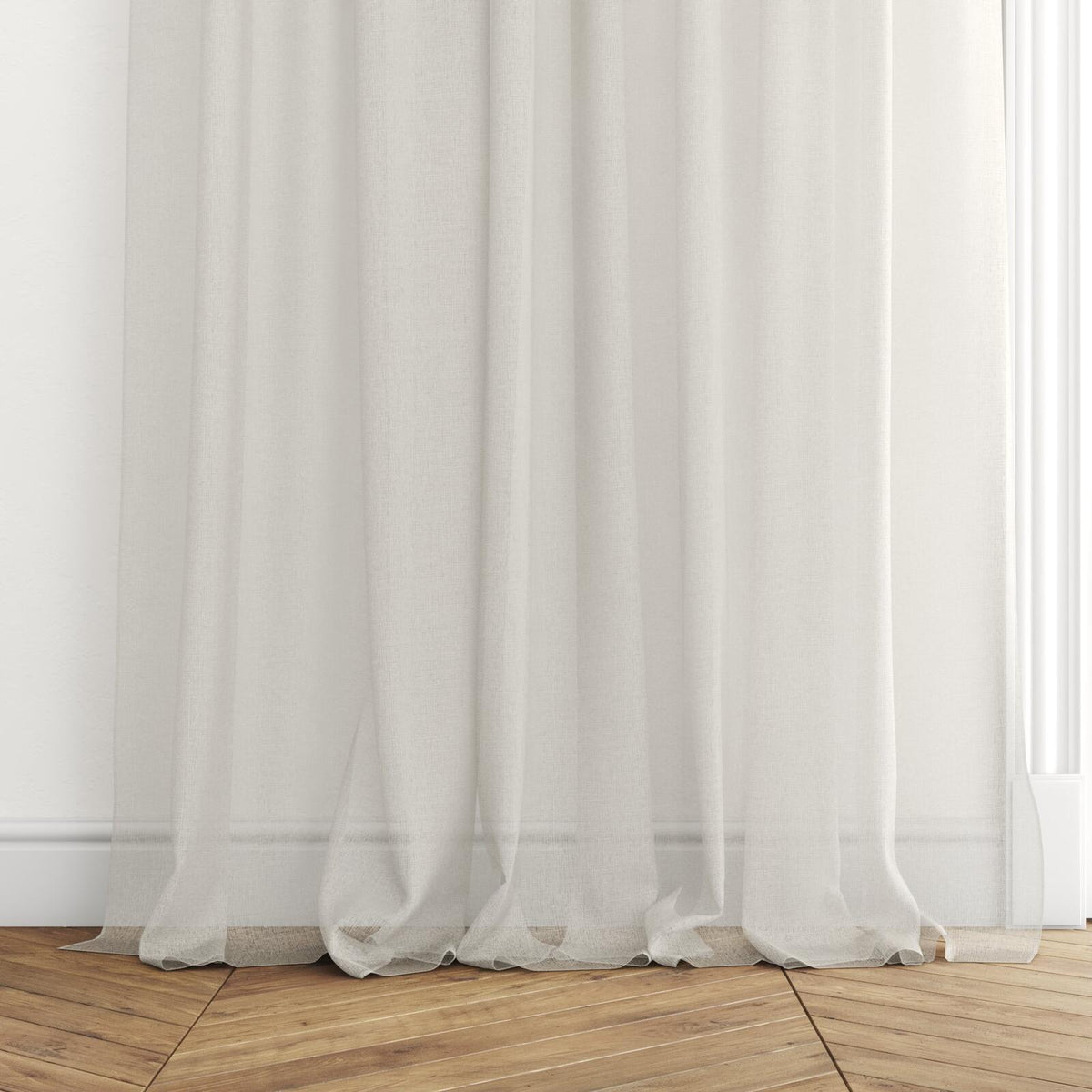 Sekers Zephyr Ivory fire retardant curtain fabric, view 3