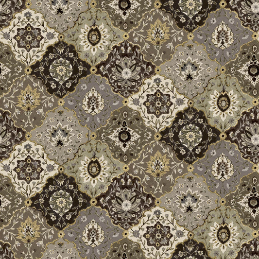 Mallion & Knowles Kashmir Coco/Taupe Fire Retardant Curtains