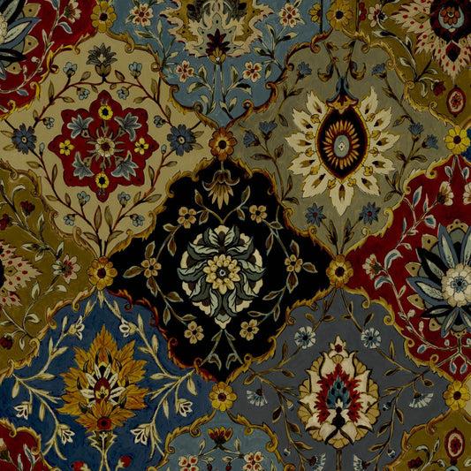 Mallion & Knowles Kashmir Chintz Fire Retardant Curtains texture detail