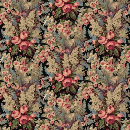 Mallion & Knowles Rose Bower Midnight Fire Retardant Curtains