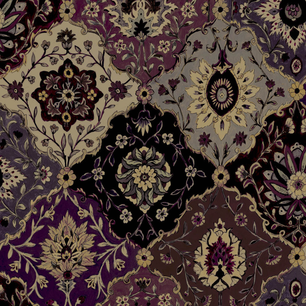 Mallion & Knowles Kashmir Amethyst/Ruby Fire Retardant Curtains texture detail