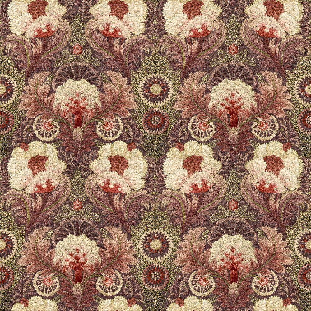 Mallion & Knowles Tapestry Crimson Fire Retardant Curtains