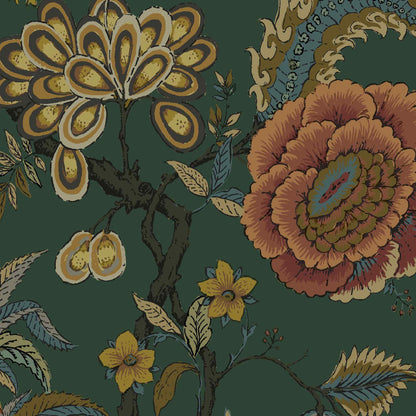 Mallion & Knowles Pompadour Forest Fire Retardant Curtains texture detail
