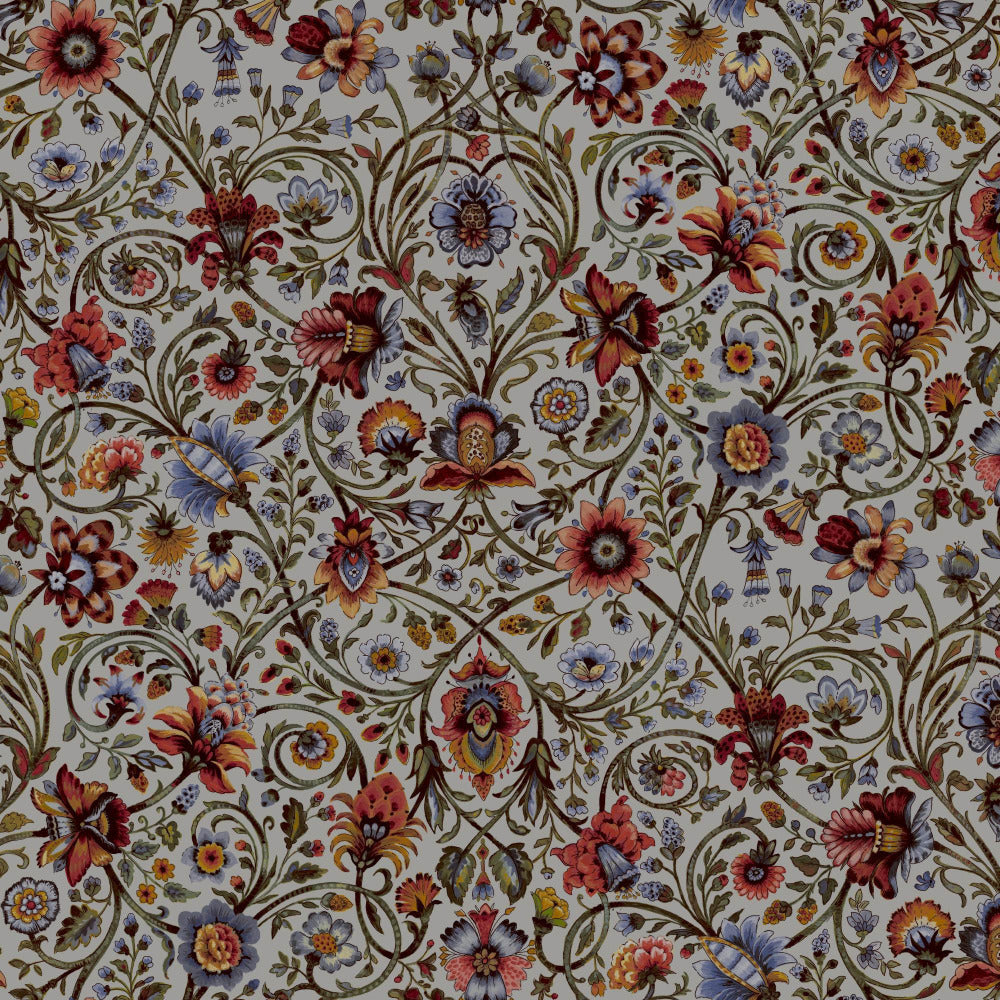 Mallion & Knowles Baroda Scarlet/Grey Fire Retardant Curtains
