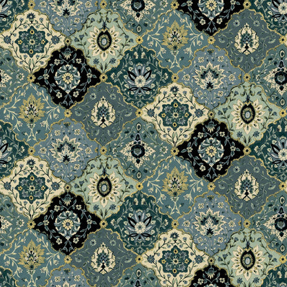 Mallion & Knowles Kashmir Teal/Jade Fire Retardant Curtains