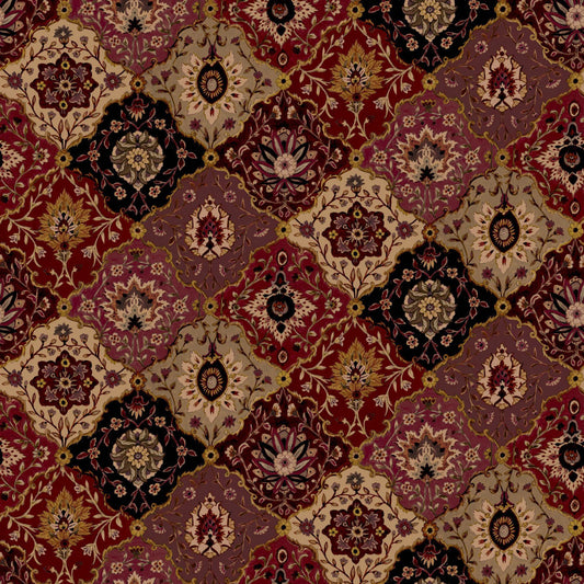 Mallion & Knowles Kashmir Crimson/Berry Fire Retardant Curtains