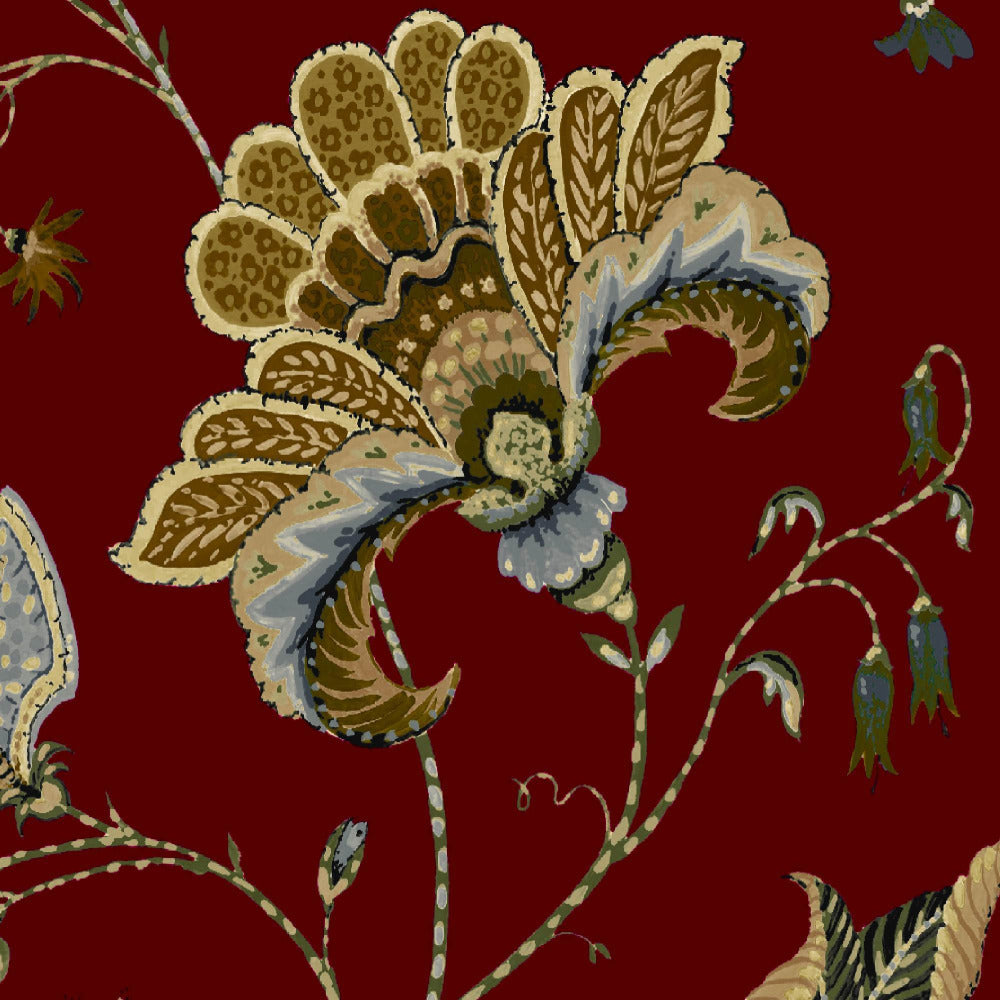 Mallion & Knowles Varanasi Crimson Fire Retardant Curtains texture detail