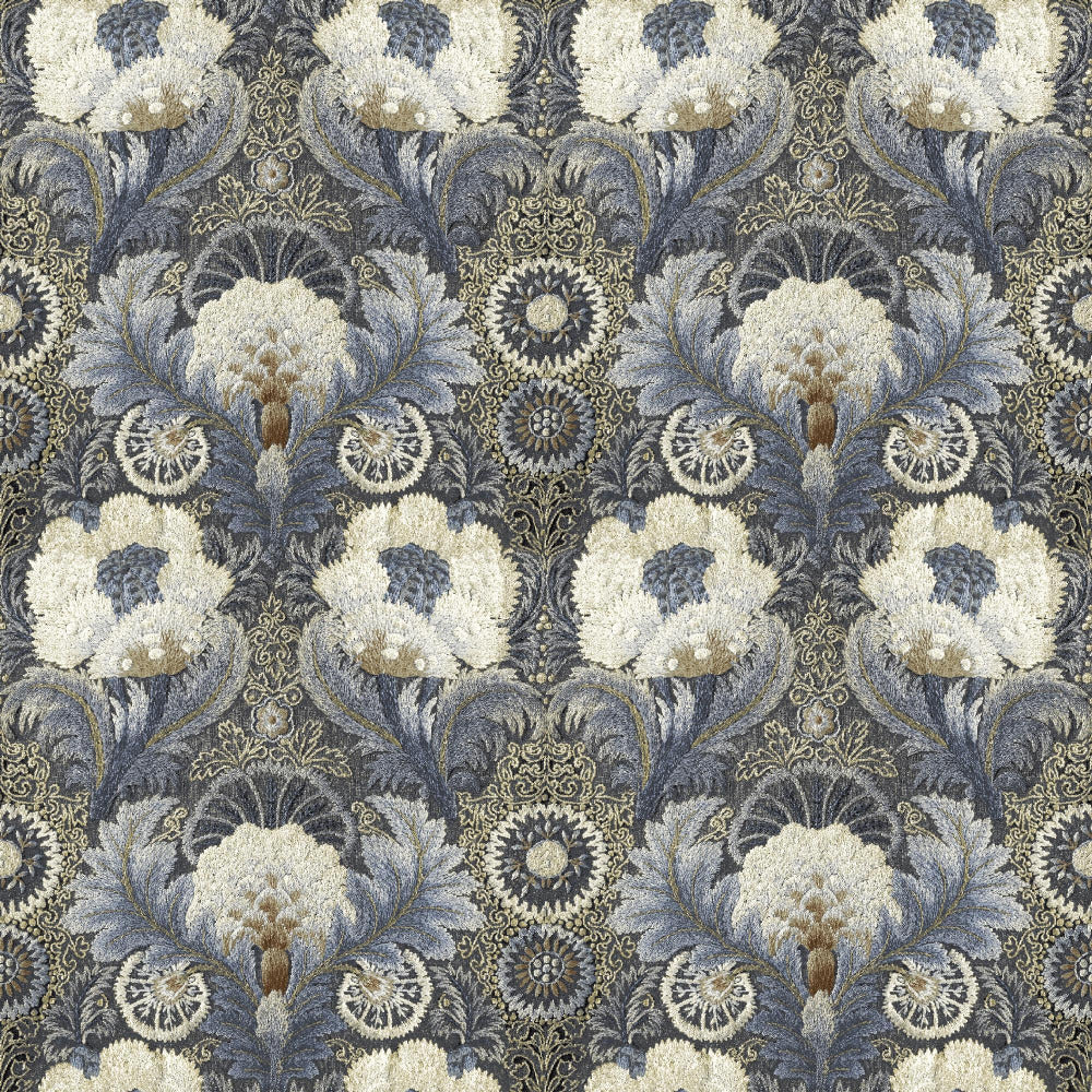 Mallion & Knowles Tapestry Silver Fire Retardant Curtains