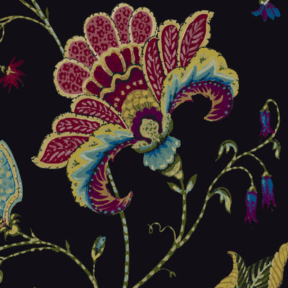 Mallion & Knowles Varanasi Jet Chintz Fire Retardant Curtains texture detail