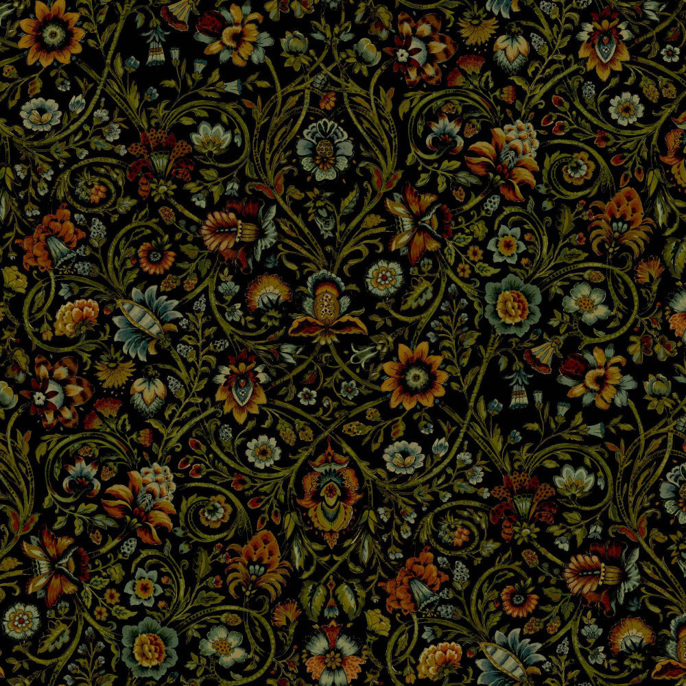Mallion & Knowles Baroda Amber/Black Fire Retardant Curtains