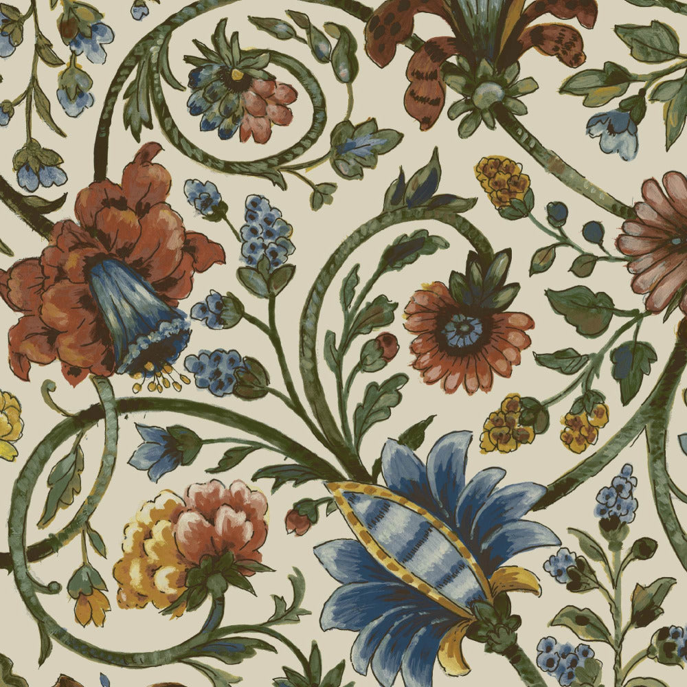 Mallion & Knowles Baroda Amber/Cream Fire Retardant Curtains texture detail