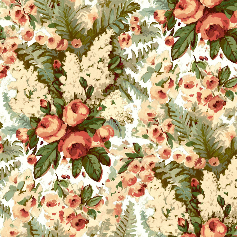 Mallion & Knowles Rose Bower Orange Fire Retardant Curtains texture detail