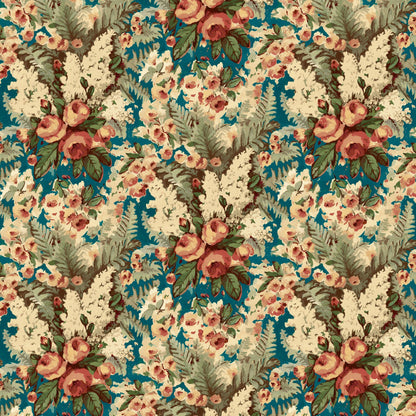 Mallion & Knowles Rose Bower Jade Fire Retardant Curtains