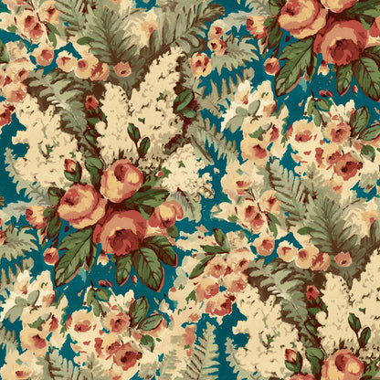 Mallion & Knowles Rose Bower Jade Fire Retardant Curtains texture detail