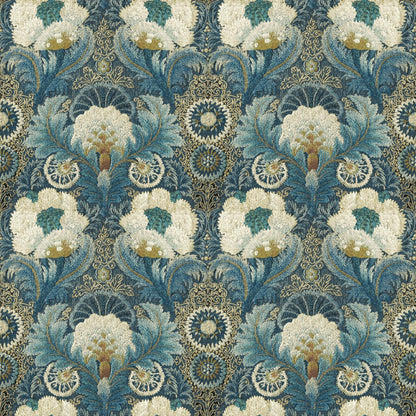 Mallion & Knowles Tapestry Teal Fire Retardant Curtains