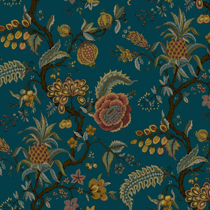 Mallion & Knowles Pompadour Teal Fire Retardant Curtains