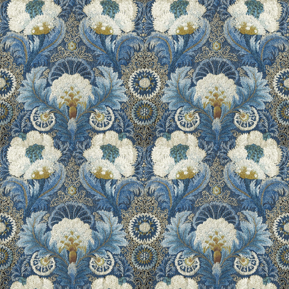 Mallion & Knowles Tapestry Sapphire Fire Retardant Curtains