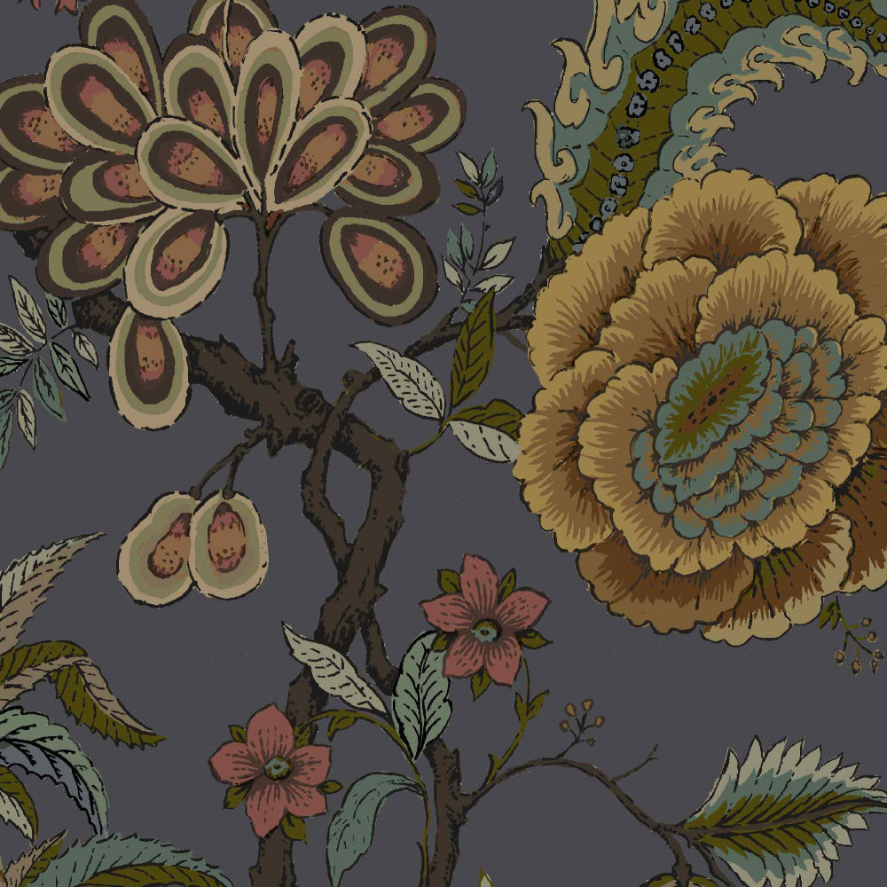 Mallion & Knowles Pompadour Graphite Fire Retardant Curtains texture detail