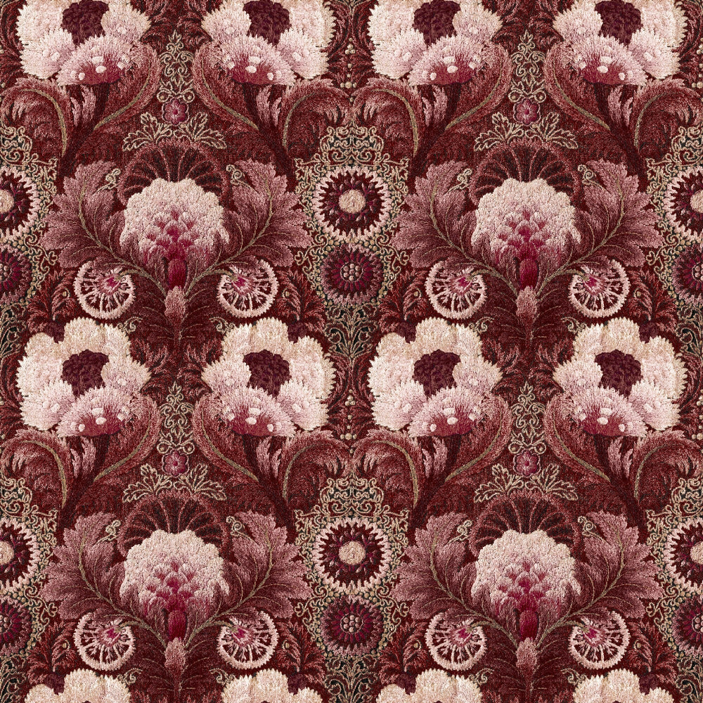 Mallion & Knowles Tapestry Wine Fire Retardant Curtains