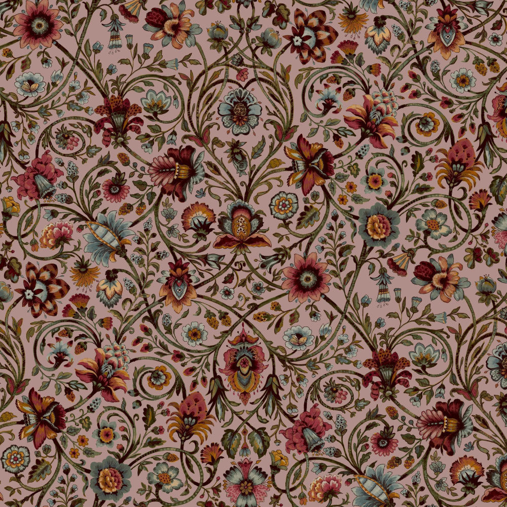 Mallion & Knowles Baroda Crimson/Pink Fire Retardant Curtains
