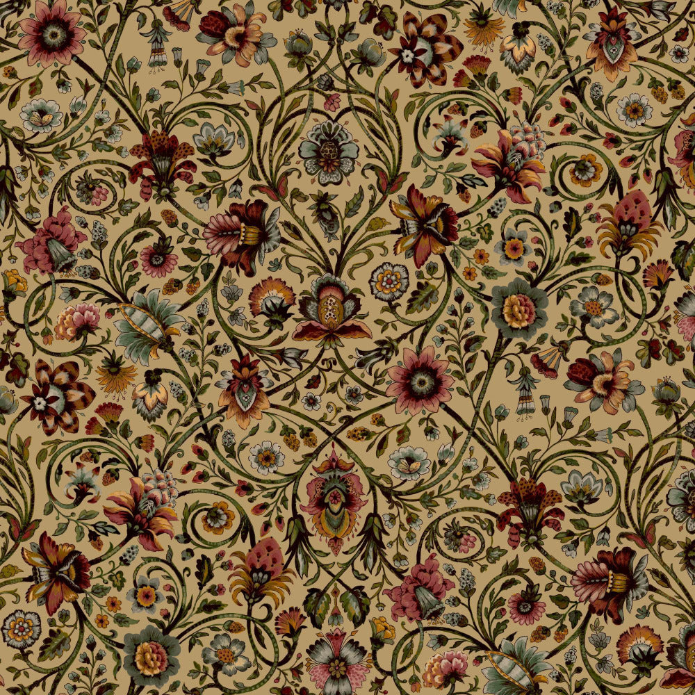 Mallion & Knowles Baroda Scarlet/Gold Fire Retardant Curtains