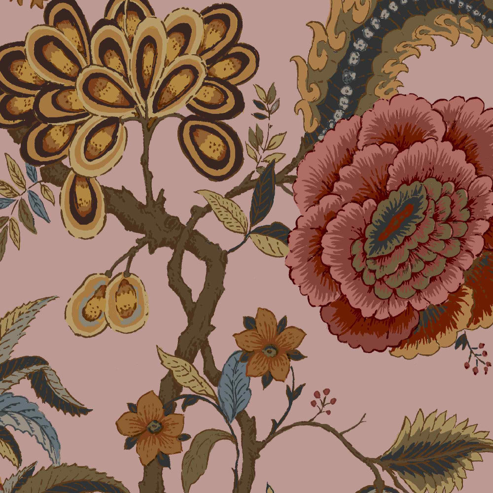 Mallion & Knowles Pompadour Blush Fire Retardant Curtains texture detail