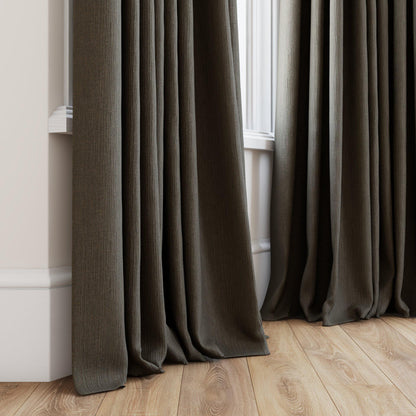Sekers Glamis Cappuccino fire retardant curtain fabric made-up curtain