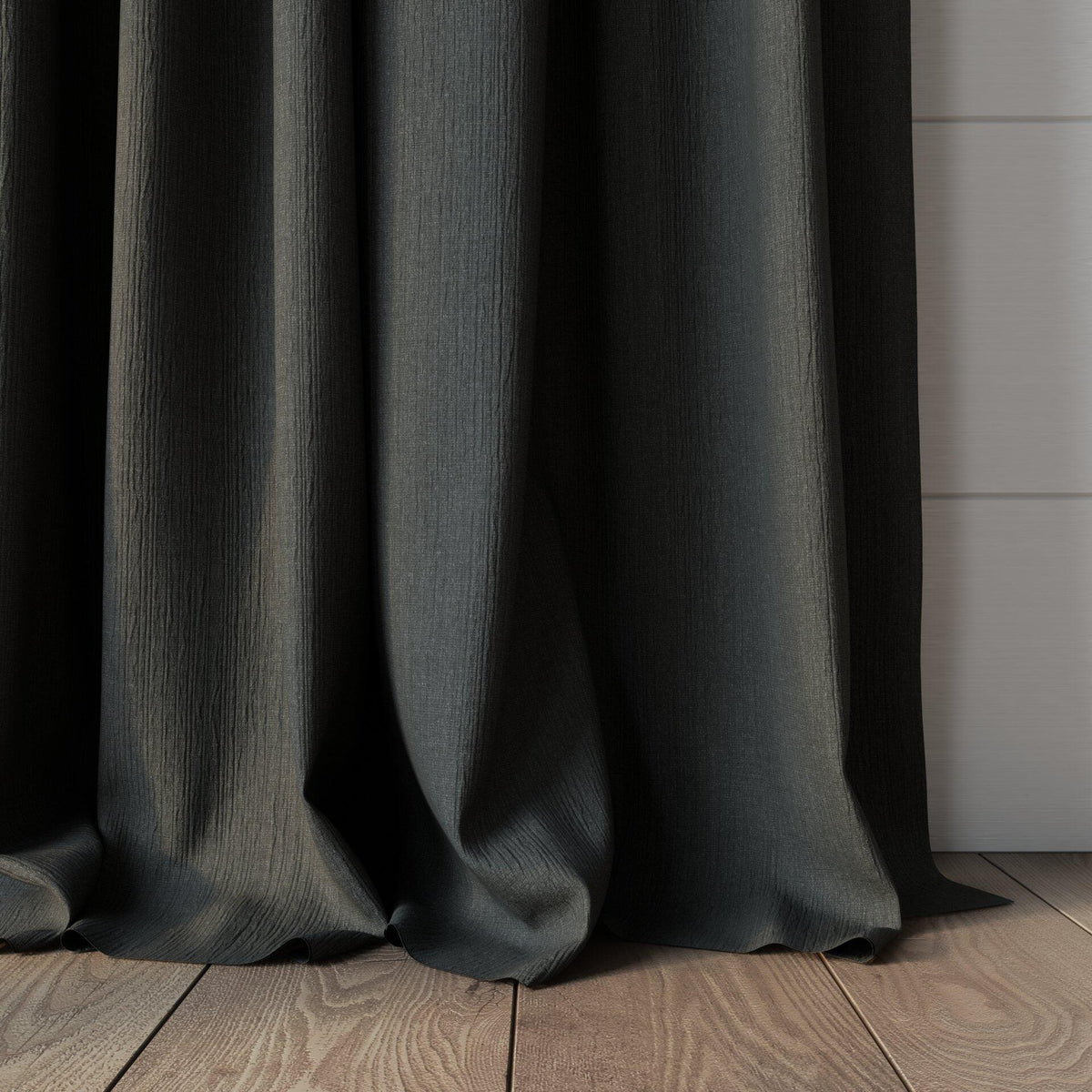 Sekers Glamis Shale fire retardant curtain fabric made-up curtain