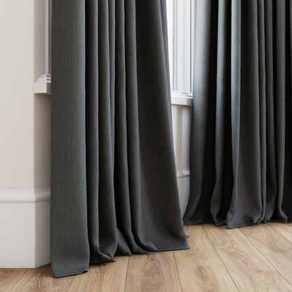 Sekers Glamis Shale fire retardant curtain fabric made-up curtain