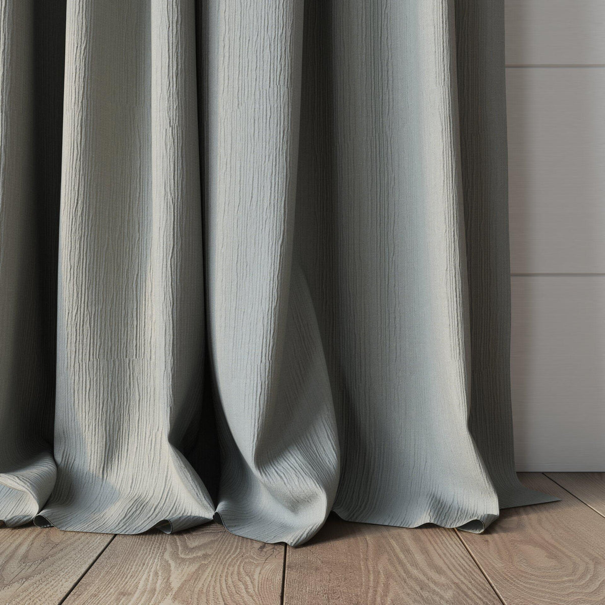 Sekers Glamis Tin fire retardant curtain fabric made-up curtain