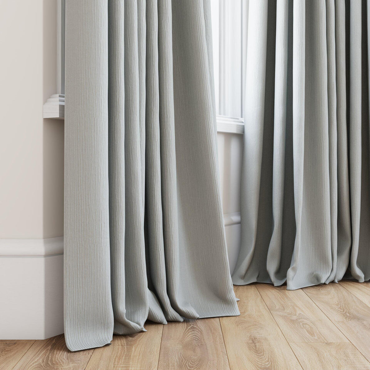 Sekers Glamis Tin fire retardant curtain fabric made-up curtain