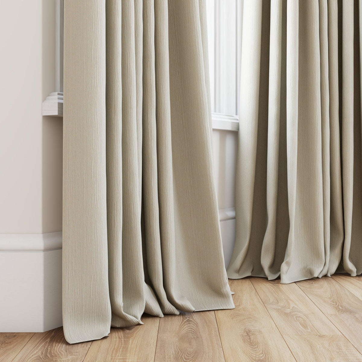 Sekers Glamis Opal fire retardant curtain fabric made-up curtain