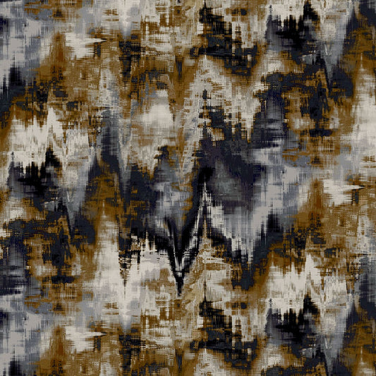 Panaz Distortion G05 Tobacco Slate Clay Fire Retardant Curtains