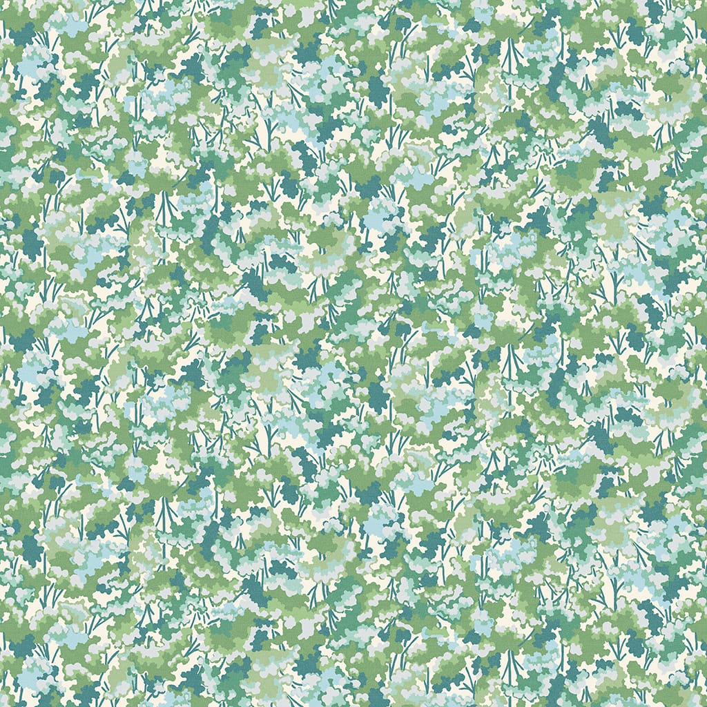 Panaz Tree Tops B24 Forest Kelly Aqua Fire Retardant Curtains