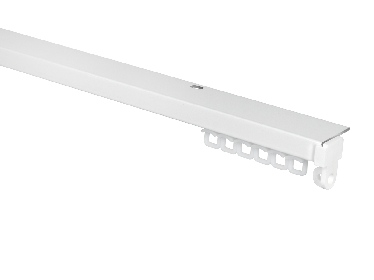 L-Section Discreet Fit curtain track fixed directly to the ceiling behind a pelmet